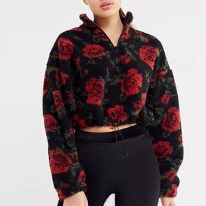 UO Cropped Fleece Quarter Zip